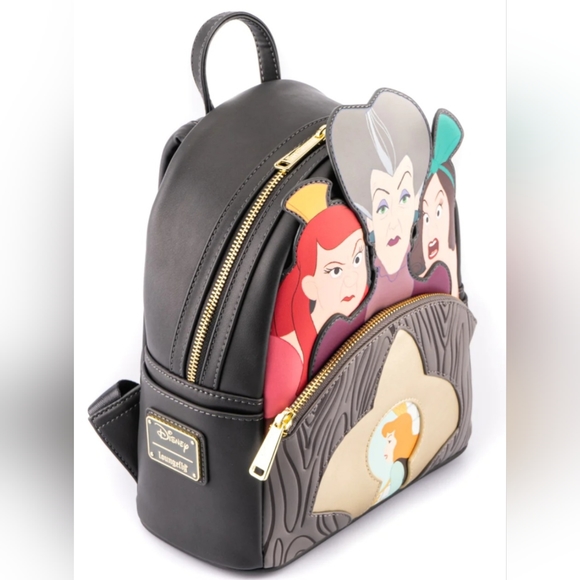 Loungefly Disney Villans Cinderella Evil Step Mother and Sisters Mini Backpack - Picture 3 of 7